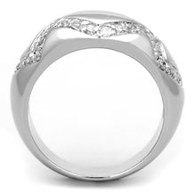 Load image into Gallery viewer, 3W582 - Rhodium Brass Ring with AAA Grade CZ  in Clear