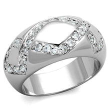 Cargar imagen en el visor de la galería, 3W582 - Rhodium Brass Ring with AAA Grade CZ  in Clear