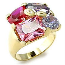 Load image into Gallery viewer, 6X013 - Gold Brass Ring with AAA Grade CZ  in Multi Color