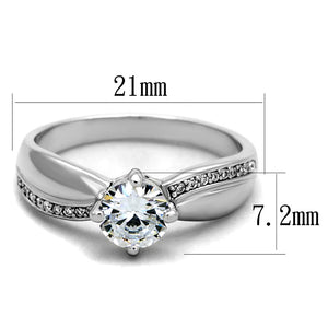 TS264 - Rhodium 925 Sterling Silver Ring with AAA Grade CZ  in Clear