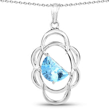 Cargar imagen en el visor de la galería, 4.60 Carat Genuine Swiss Blue Topaz .925 Sterling Silver Pendant