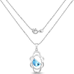 4.60 Carat Genuine Swiss Blue Topaz .925 Sterling Silver Pendant