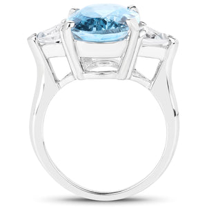 9.20 Carat Genuine Blue Topaz and White Topaz .925 Sterling Silver