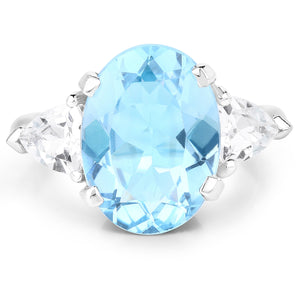 9.20 Carat Genuine Blue Topaz and White Topaz .925 Sterling Silver