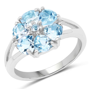 2.96 Carat Genuine Blue Topaz .925 Sterling Silver Ring