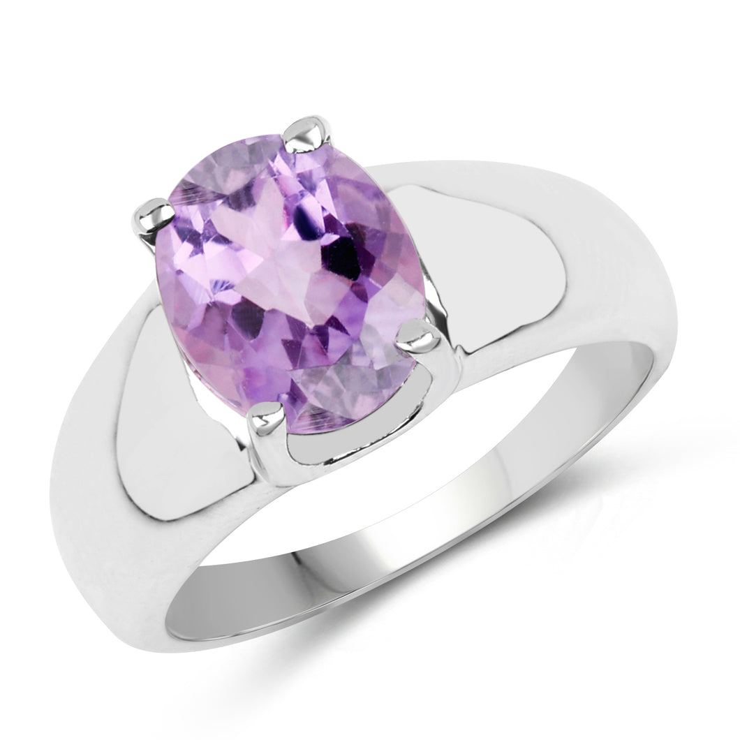 2.50 Carat Genuine Amethyst .925 Sterling Silver Ring