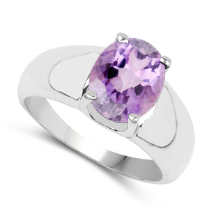 2.50 Carat Genuine Amethyst .925 Sterling Silver Ring