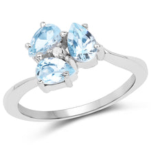 Cargar imagen en el visor de la galería, 1.46 Carat Genuine Blue Topaz and White Diamond .925 Sterling Silver