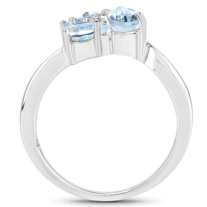 1.46 Carat Genuine Blue Topaz and White Diamond .925 Sterling Silver